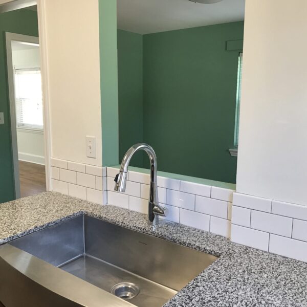 The kitchen overlooking the dining room